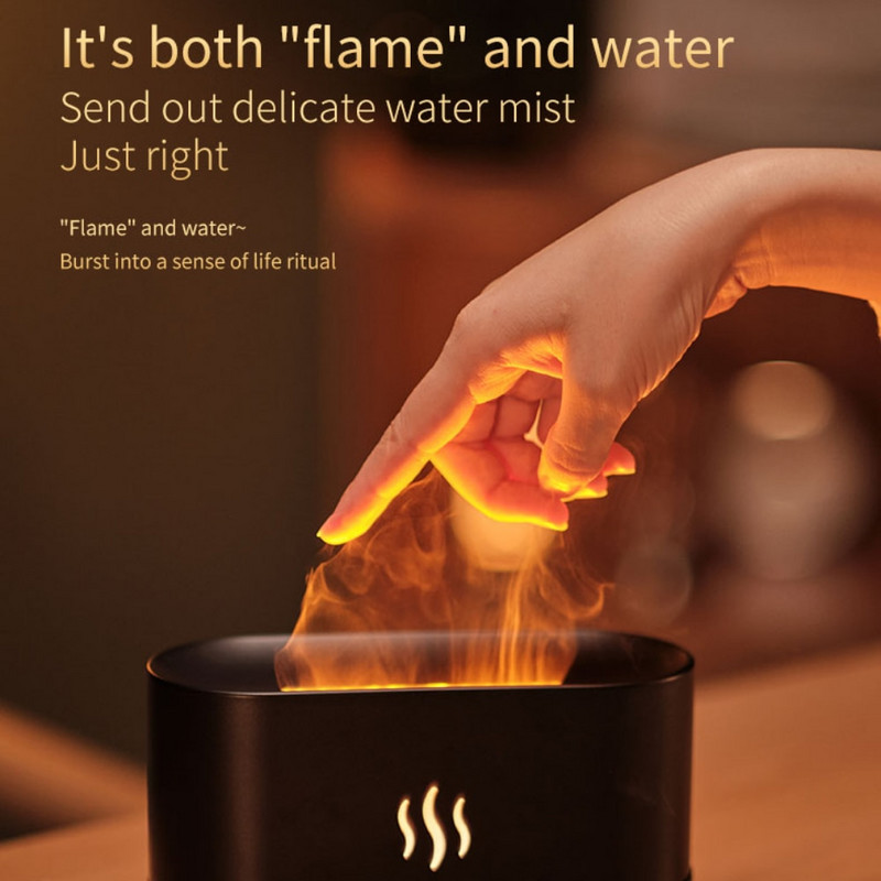 διαχύτης φλόγας Trend Desktop Flame Aroma Air Humidifier Water Pomizer 180ml Smooth Mist Essential Oil Diffuser για Οικιακό