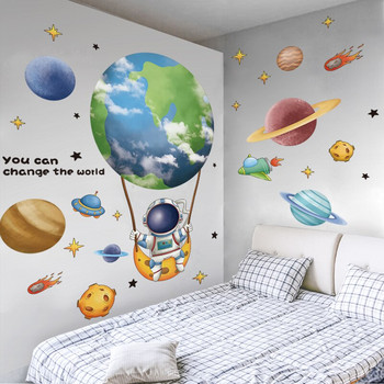 Αυτοκόλλητα τοίχου Outer Space Astronauts DIY Planets Αυτοκόλλητα τοίχου για Παιδικά Δωμάτια Βρεφική κρεβατοκάμαρα Νηπιαγωγείο Νηπιαγωγείο Διακόσμηση σπιτιού