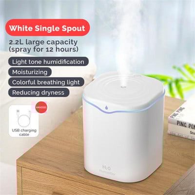 2,2L USB Air Humidifier Διπλή θύρα ψεκασμού αιθέριων ελαίων Aromatherapy Diffuser Mist Maker Fogger for Home Office
