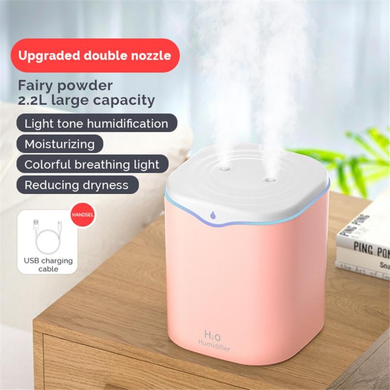 2,2L USB Air Humidifier Διπλή θύρα ψεκασμού αιθέριων ελαίων Aromatherapy Diffuser Mist Maker Fogger for Home Office