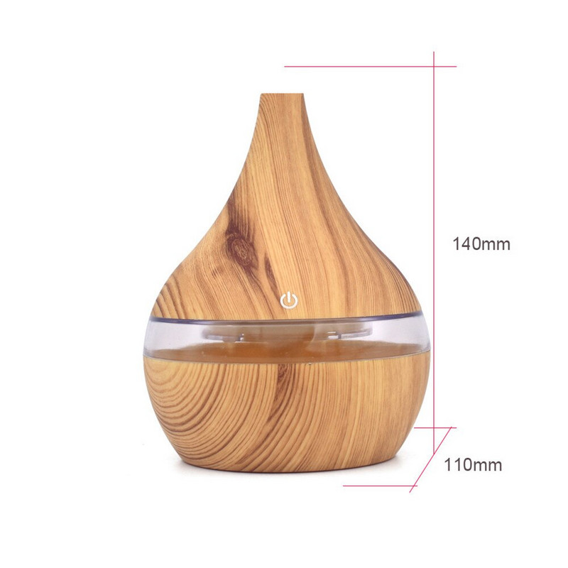 Electric Humidifier Aroma Oil Diffuser Essential Ultrasonic Wood Grain Air Humidifier Usb Mini Mist Maker Led Light 7colors 2022