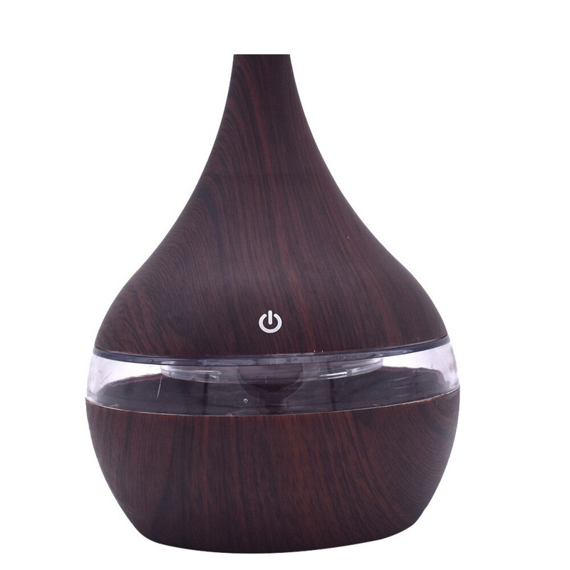 Electric Humidifier Aroma Oil Diffuser Essential Ultrasonic Wood Grain Air Humidifier Usb Mini Mist Maker Led Light 7colors 2022