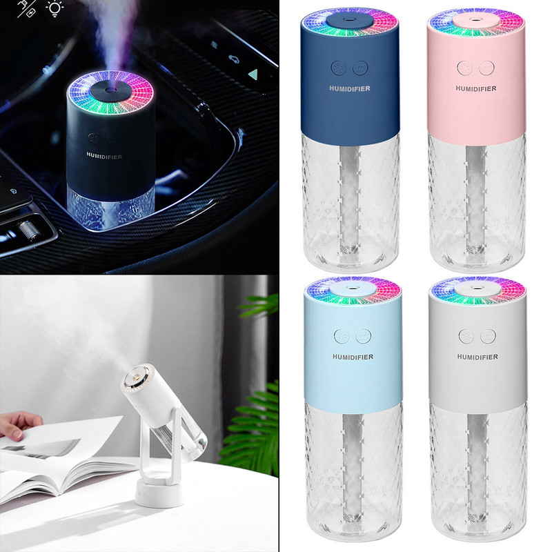 Mini párásító Whisper Csendes 500 mAh USB asztali párásító LED fénnyel, kis vezeték nélküli légpárásító beltéri autóirodákhoz