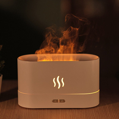 USB imitacinė liepsnos naktinė lemputė su 200 ml vandens rezervuaro drėkintuvo aromato difuzoriumi, skirta namų biuro miegamojo atmosferos stalinei lempai