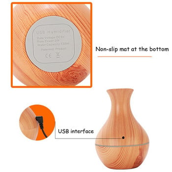 Mini Air Humidifier Ultrasonic Usb Wood Grain Led Light Electric Essential Oil Diffuser Aromatherapy Home Aroma Diffuser