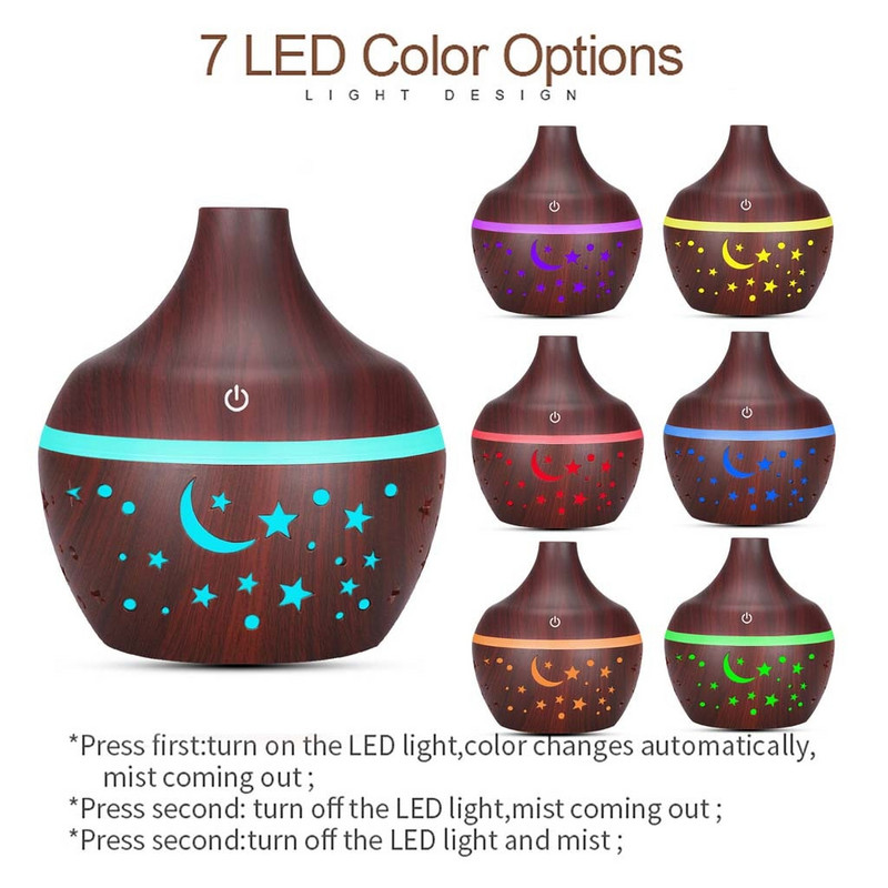 Aroma illóolaj nagy mennyiségű diffúzoros ultrahangos légpárásító faszemcsés led lámpákkal irodai otthoni náddiffúzor szett