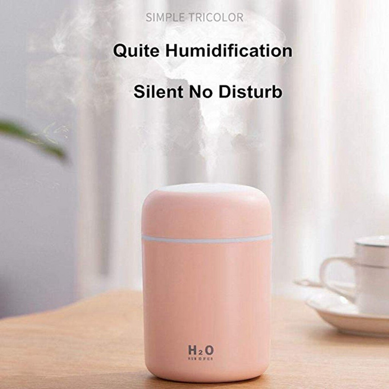 Légpárásító Ultrahangos Aroma Illóolaj Diffúzor 300ml USB Cool Mist Maker Aromaterápia Színes lámpával otthoni autóhoz