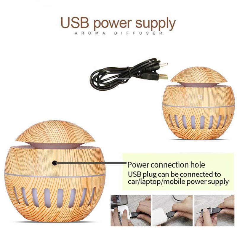 Neuer párásító aroma olaj diffúzor Essential ultrahangos fa szemcsés légpárásító USB ködkészítő aromaterápiás diffúzor szettek