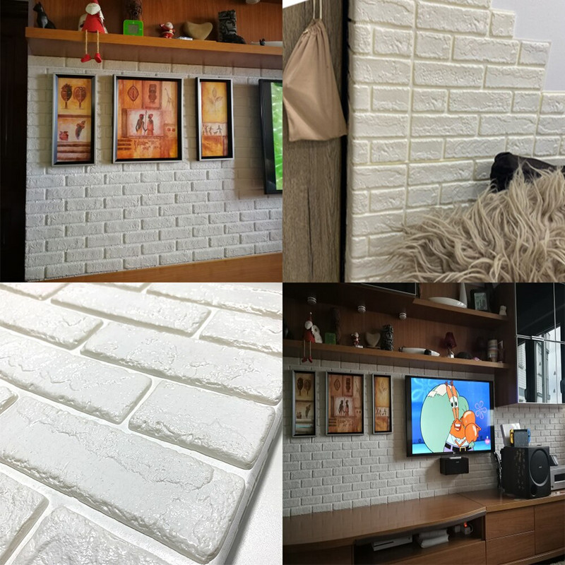 10 buc 30X30cm 3D autocolante de perete din cărămidă Panouri autoadezive Decor camera de zi Spumă Tapet impermeabil Fundal Decorare acasă