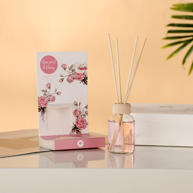 1 db 50 ml aromás nád diffúzor levendula Provence erdei fenyő alma fahéj fehér gyömbér tea rózsaszirom méz masni vanília