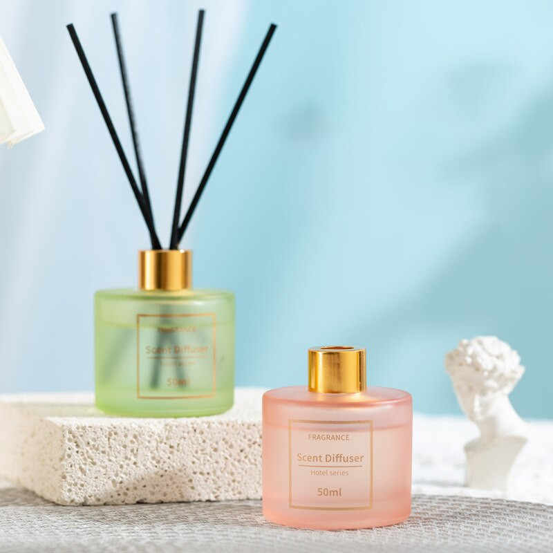 50ml Reed Diffuser Πράσινο/Ροζ/Καφέ Μπουκάλι Diffuser Aromatherapy Black Fiber Reed Sticks White Peach Oolong Shangri-la Hilton
