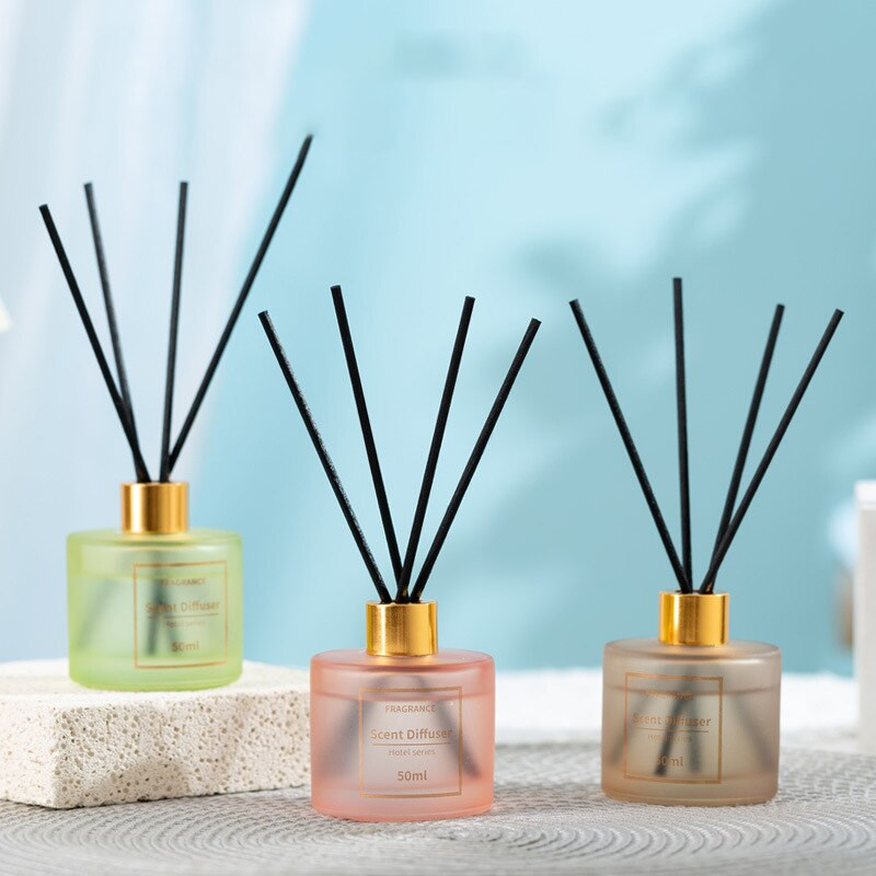 50ml Reed Diffuser Πράσινο/Ροζ/Καφέ Μπουκάλι Diffuser Aromatherapy Black Fiber Reed Sticks White Peach Oolong Shangri-la Hilton