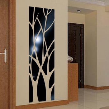 21Pcs 3D дърво огледален стикер за стена декорация на дома акрилен стикер за стена водоустойчив самозалепващ се стикер за стена с огледална повърхност