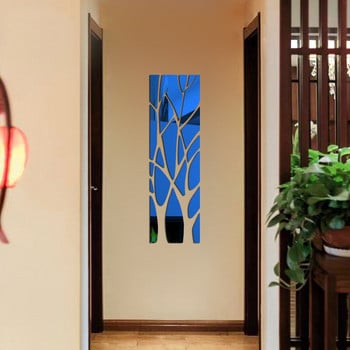 21Pcs 3D дърво огледален стикер за стена декорация на дома акрилен стикер за стена водоустойчив самозалепващ се стикер за стена с огледална повърхност