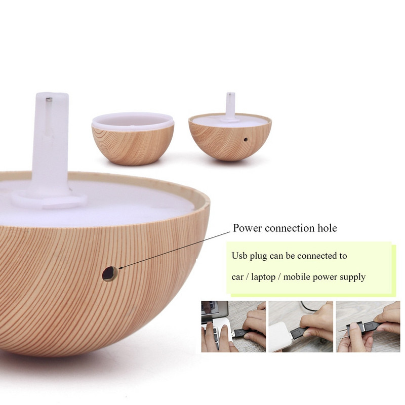 Υγραντήρας αέρα Electric Aroma Diffuser Aromatherapy Diffuser Wood Grain Oil Mist Maker Σετ ομίχλης καθαρισμού διάχυσης