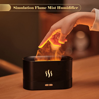 Φορητός 180ML USB Diffuser Aroma Diffuser Essential Oil Diffuser with Flame Night Light Yoga Sleep Ultrasonic Cool Mist Air Humidifier