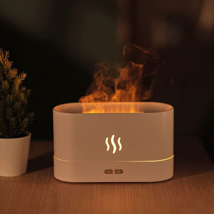 Φορητός 180ML USB Diffuser Aroma Diffuser Essential Oil Diffuser with Flame Night Light Yoga Sleep Ultrasonic Cool Mist Air Humidifier