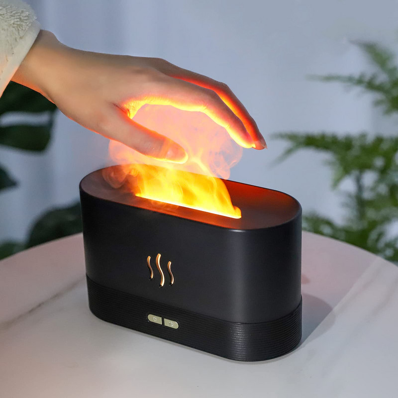 Φορητός 180ML USB Diffuser Aroma Diffuser Essential Oil Diffuser with Flame Night Light Yoga Sleep Ultrasonic Cool Mist Air Humidifier