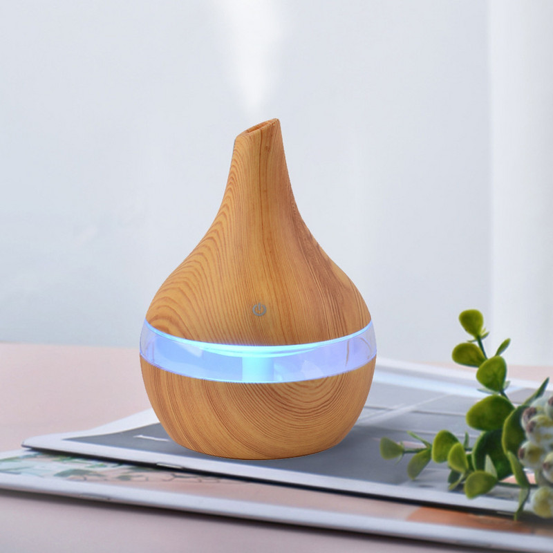 300ml Usb υγραντήρας αέρα Ηλεκτρικός διαχύτης αρώματος Mist Wood Grain Oil Aromatherapy Mini Have Light For Car Home Office Χονδρική