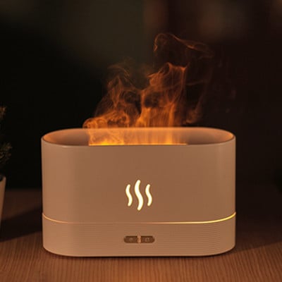 USB imitacinė liepsnos naktinė lemputė su 200 ml vandens rezervuaro drėkintuvo aromato difuzoriumi, skirta namų biuro miegamojo atmosferos stalinei lempai