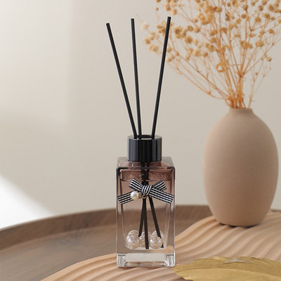 1 τεμ 120ml Διαχύτη καλαμιού με φιόγκο και μαργαριτάρι Μαύρο καλάμι ραβδιά Rose Sweet Peach Westin White Tea Gardenia English Pear Fressia