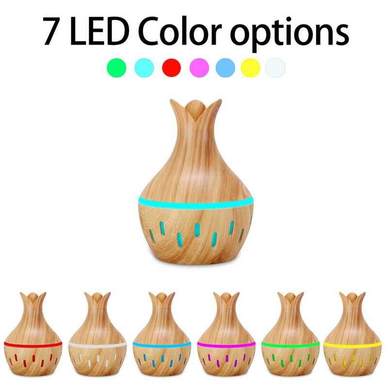 Electric Air Humidifier Essential Aroma Oil Diffuser Ultrasonic Wood Grain Humidifier Usb Home Mini Mist Maker Led Light Hotsale