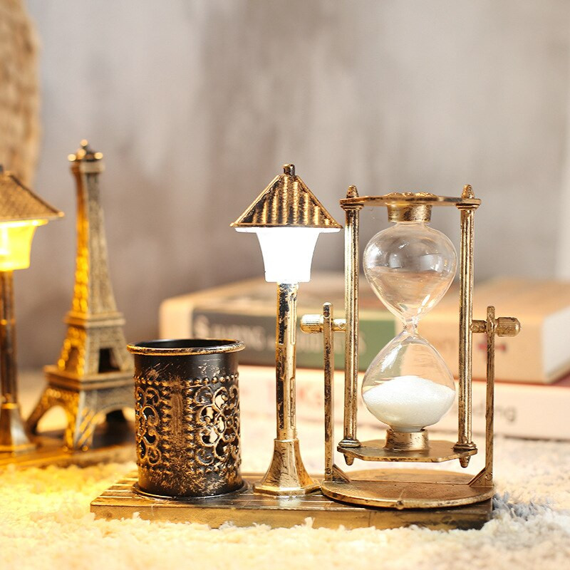 Retro pješčani sat, mala noćna lampa, kreativni nostalgični držač za olovke, živi pijesak, stolni ukras, poklon, veleprodaja