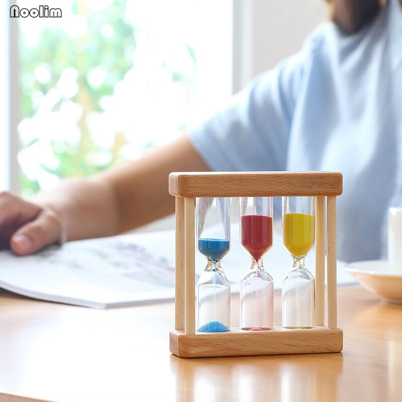 1/3/5 minuta Drveni pješčani sat Slatki 3-u-1 višenamjenski pješčani sat za kućni ured Dekoracija čajnog stolića Rođendanski darovi za djecu