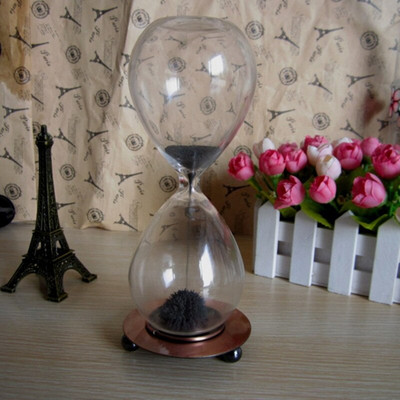 Kézzel fújt homokóra kreatív mágneses homok időzítő óra Ampulheta lakberendezési kézműves Valentin-napi ajándék