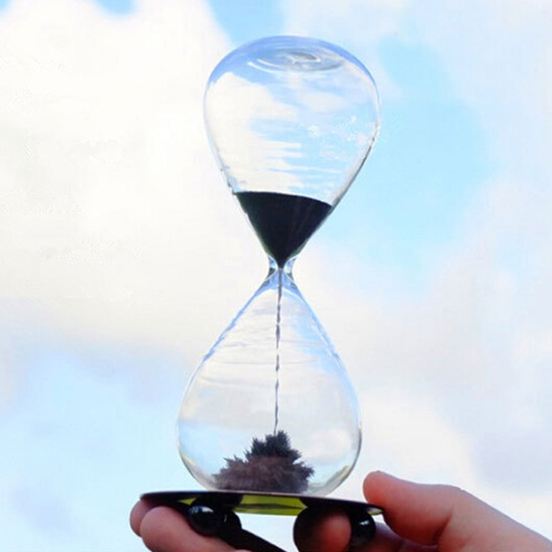 Kézzel fújt homokóra kreatív mágneses homok időzítő óra Ampulheta lakberendezési kézműves Valentin-napi ajándék