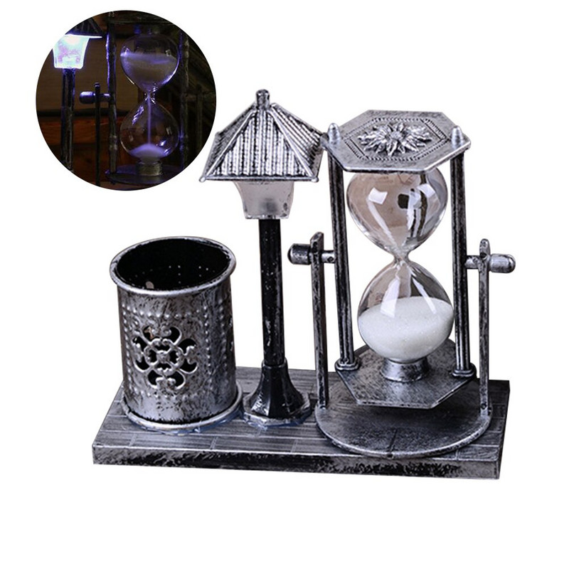 1db Sand Glass Vintage gyönyörű, gyönyörű LED-es kreatív tolltartó otthoni használatra