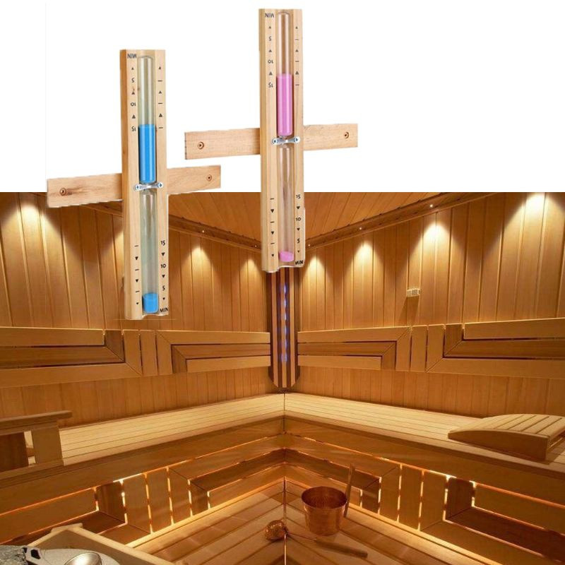 Sauna din lemn Clepsidra Montata pe perete Rotativa 15 minute Ceas din sticlă de nisip Timer Drop Ship
