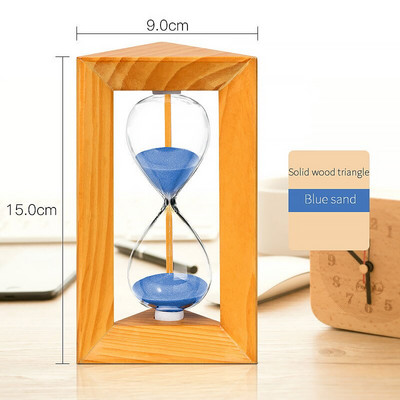 Decor retro în stil nordic, clepsidra triunghiulară din lemn, sticlă, 5/10/15/30 de minute, cronometru cu nisip, artizanat, acasă, sufragerie, accesoriu de birou