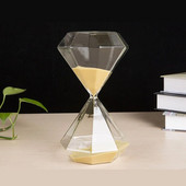 Clepsidra de 15 minute Instrumente de cronometru din sticlă cu diamant Ceas de nisip transparent pentru birou Masă Cronometru decorativ de nisip pentru copii și adulți