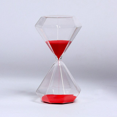 Clepsidra de 15 minute Instrumente de cronometru din sticlă cu diamant Ceas de nisip transparent pentru birou Masă Cronometru decorativ de nisip pentru copii și adulți