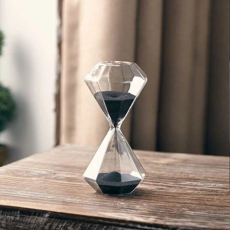 Clepsidra de 15 minute Instrumente de cronometru din sticlă cu diamant Ceas de nisip transparent pentru birou Masă Cronometru decorativ de nisip pentru copii și adulți