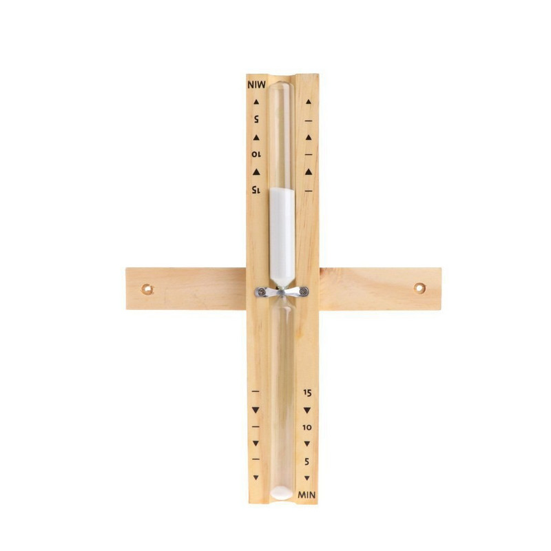 Medinės saunos smėlio laikrodis, montuojamas ant sienos, besisukantis 15 minučių smėlio stiklo laikrodis, balto smėlio laikmatis, skirtas naudoti namuose Neprivaloma