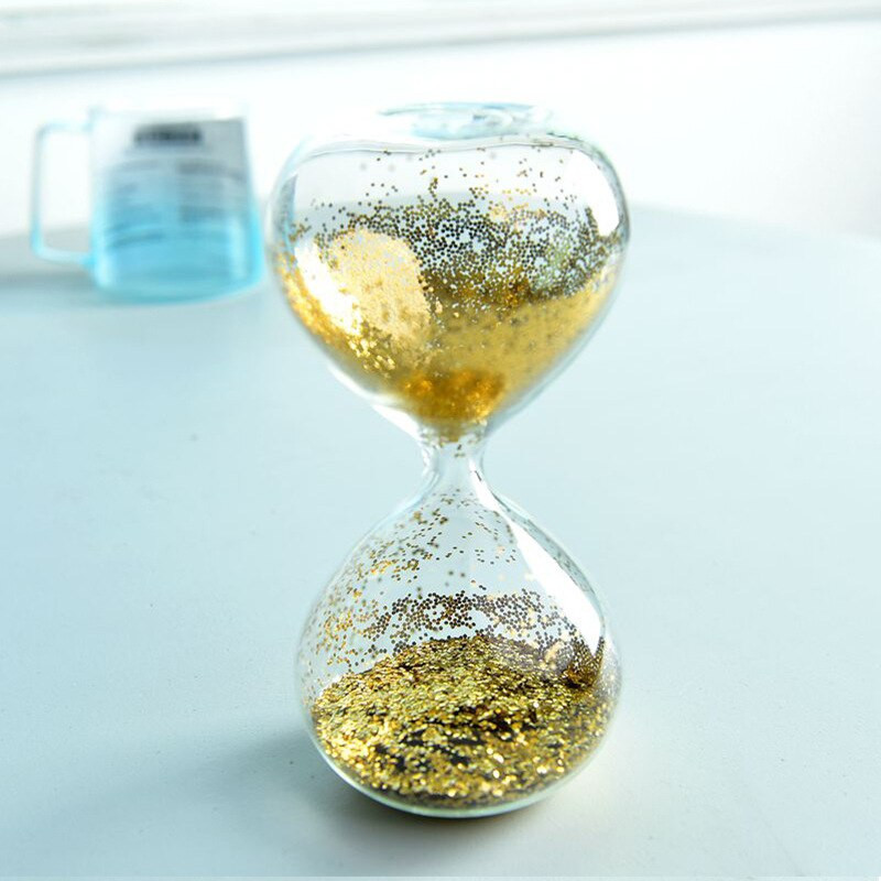 Fată drăguță inimă clepsidra temporizator creativ de aur pulbere sticlă cadou de aniversare paiete nisip ceas de decorare artizanat ornament