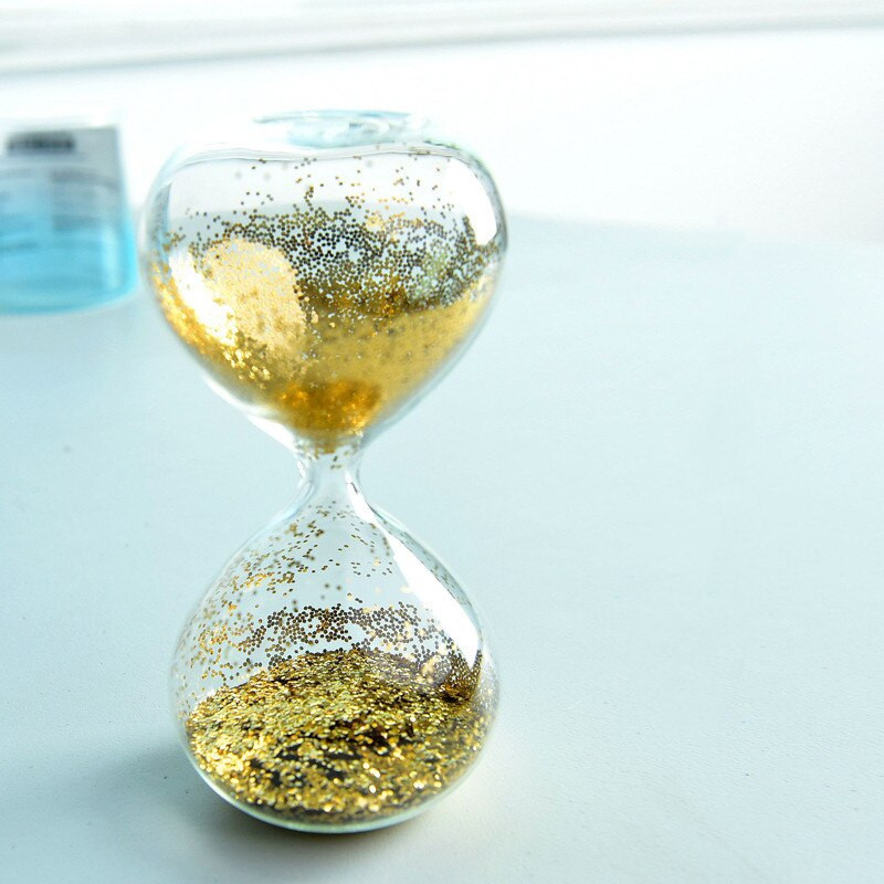 Fată drăguță inimă clepsidra temporizator creativ de aur pulbere sticlă cadou de aniversare paiete nisip ceas de decorare artizanat ornament