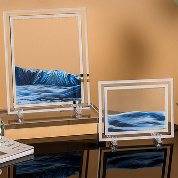 3D Glass Sandscape Κλεψύδρα Κινούμενη Άμμος Εικόνα Ορθογώνια Γυάλινα Στολίδια Διακόσμηση επιφάνειας εργασίας Quicksand Ζωγραφική Διακόσμηση σπιτιού