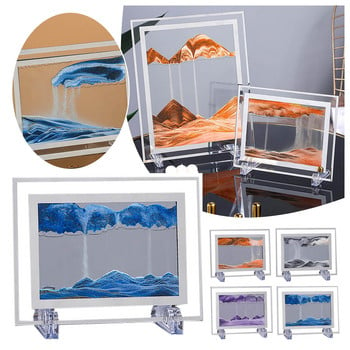 3D Glass Sandscape Κλεψύδρα Κινούμενη Άμμος Εικόνα Ορθογώνια Γυάλινα Στολίδια Διακόσμηση επιφάνειας εργασίας Quicksand Ζωγραφική Διακόσμηση σπιτιού