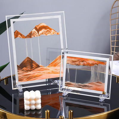 3D üveg homoktáj homokóra mozgó homok művészet kép téglalap üveg díszek asztali dekoráció homokos festmény lakberendezés