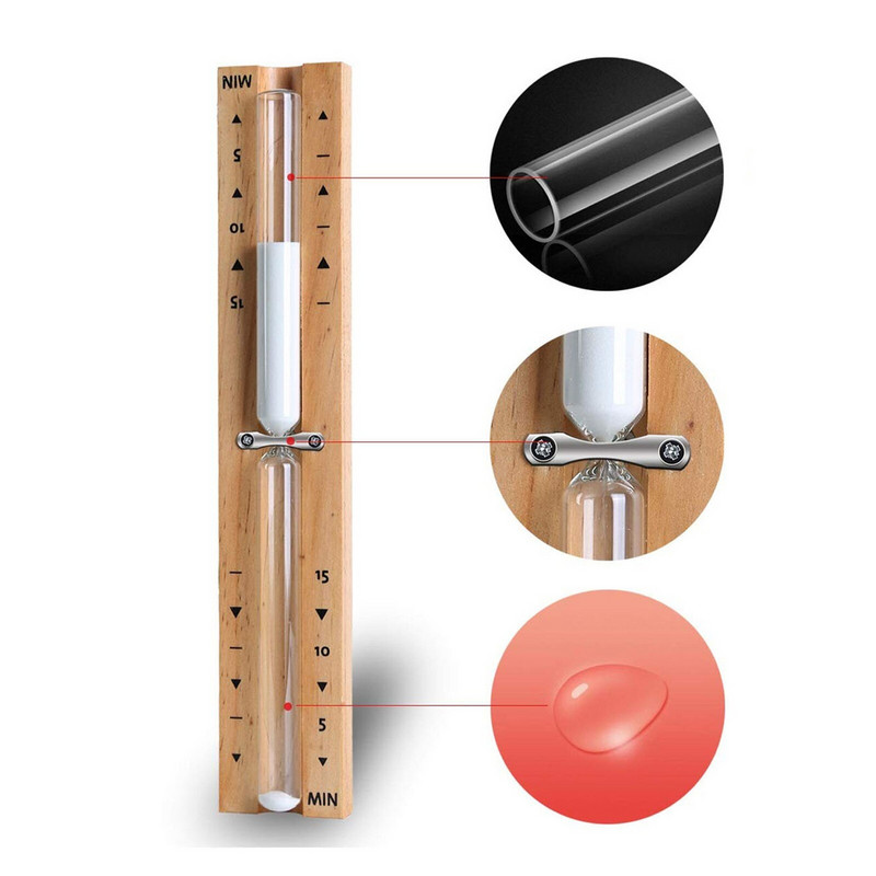 Medinės pirties smėlio laikrodis, montuojamas ant sienos, besisukantis 15 minučių smėlio stiklinis laikrodis, balto smėlio laikmatis, skirtas namų parduotuvei naudoti kūrybiškai dekoruoti