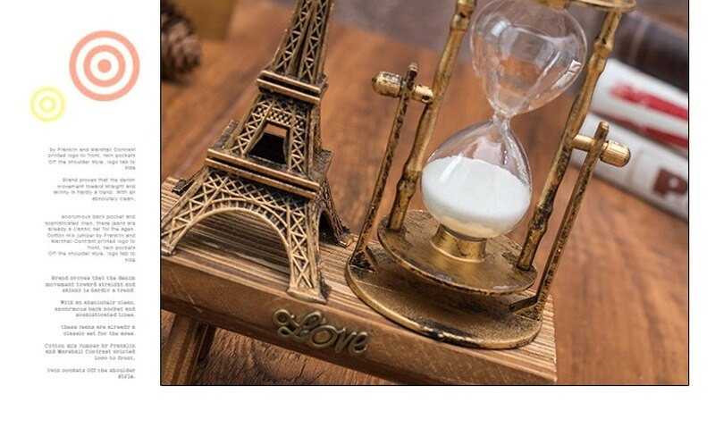 Kreatív ajándékok Retro Eiffel-torony homokóra dekorációs dísz asztalon Egyszerű modern otthoni tanulmány fa inga homok időzítő