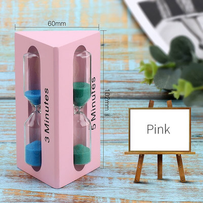 3 az 1-ben Nordic Decor Háromszög alakú fa üveg homokóra 3 perc időzítő gyerekeknek fogkefe időzítő tantermi asztali óra homoküveg