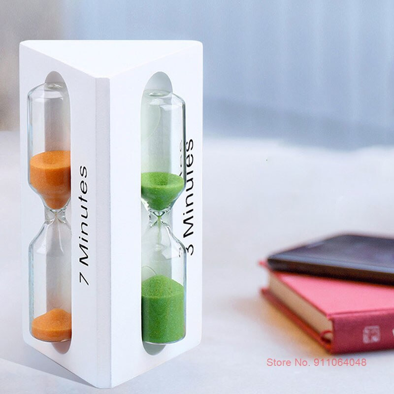 3 az 1-ben Nordic Decor Háromszög alakú fa üveg homokóra 3 perc időzítő gyerekeknek fogkefe időzítő tantermi asztali óra homoküveg