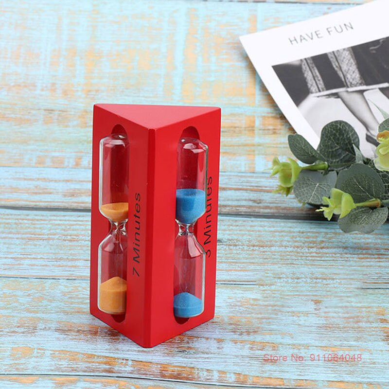 3 az 1-ben Nordic Decor Háromszög alakú fa üveg homokóra 3 perc időzítő gyerekeknek fogkefe időzítő tantermi asztali óra homoküveg