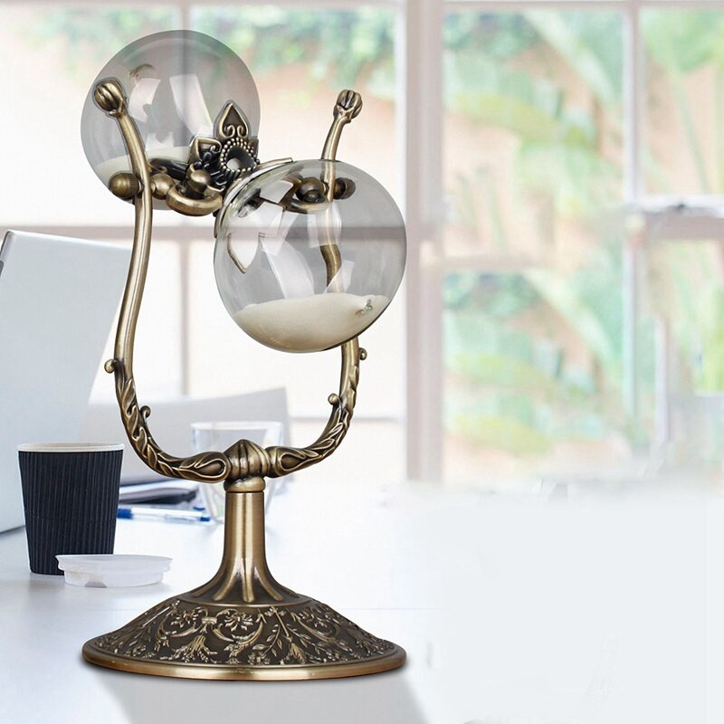 Senovinis smėlio laikrodžio laikmatis Smėlio laikrodžio 15 minučių Smėlio laikrodžio ornamentas Amatų dovana Studijų dekoras Smėlio laikrodžio ornamentas