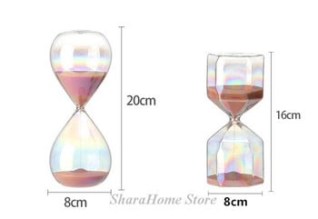 Rainbow Glass Στιγμιαία κλεψύδρα για παιδιά 30 λεπτά Χρονοδιακόπτης Ροζ ρολόι με άμμο Βρεφικό δωμάτιο Διακόσμηση επιφάνειας εργασίας Sandglass Αξεσουάρ γάμου