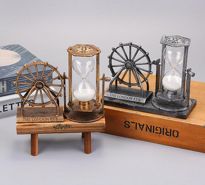 Retro krištolinio rutulio dizaino smėlio laikrodžio ornamentas, derva, rankdarbiai, namų apyvokos apdaila, smėlio stiklas, Kalėdų dovana namų dekoras ZB15